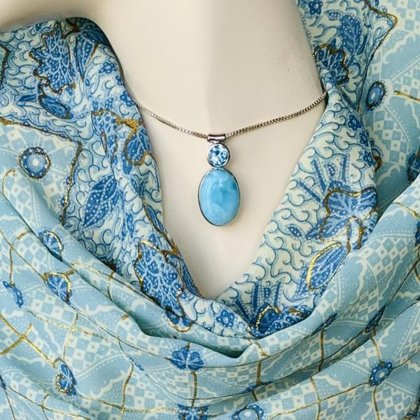 Larimar and Blue Zircon pendant