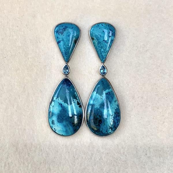 Chrysocolla and London Blue Topaz earrings picture