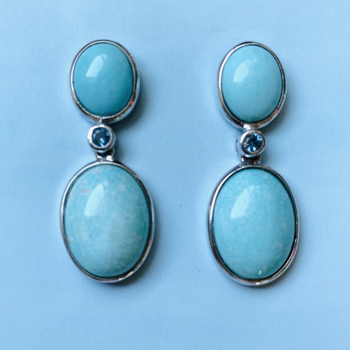 Turquoise and Blue Topaz drop earrings picture