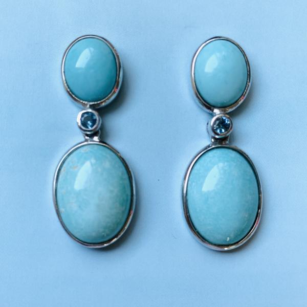 Turquoise and Blue Topaz drop earrings picture