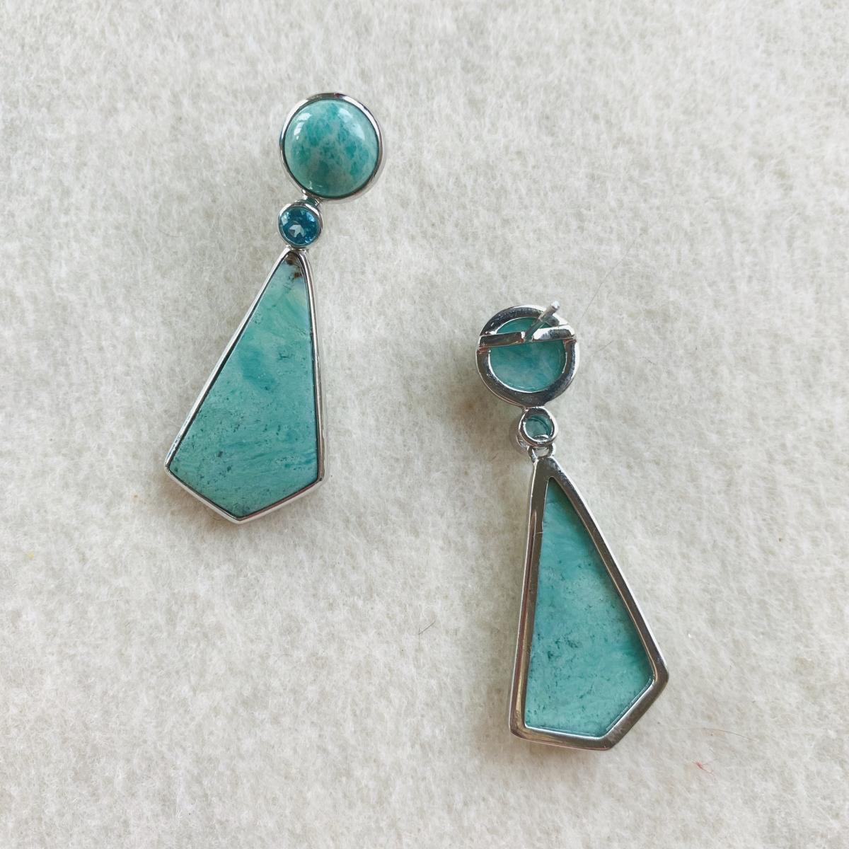 Sold - Larimar, Armenian Turquoise and blue Topaz errings picture