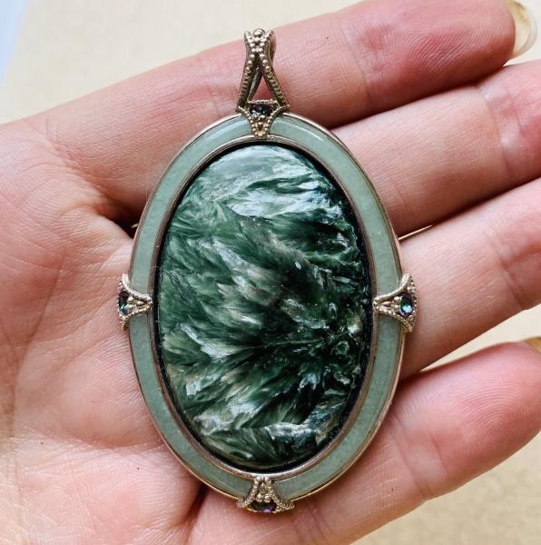 Seraphinite, Aventurine and Mystic Topaz Talisman pendant picture