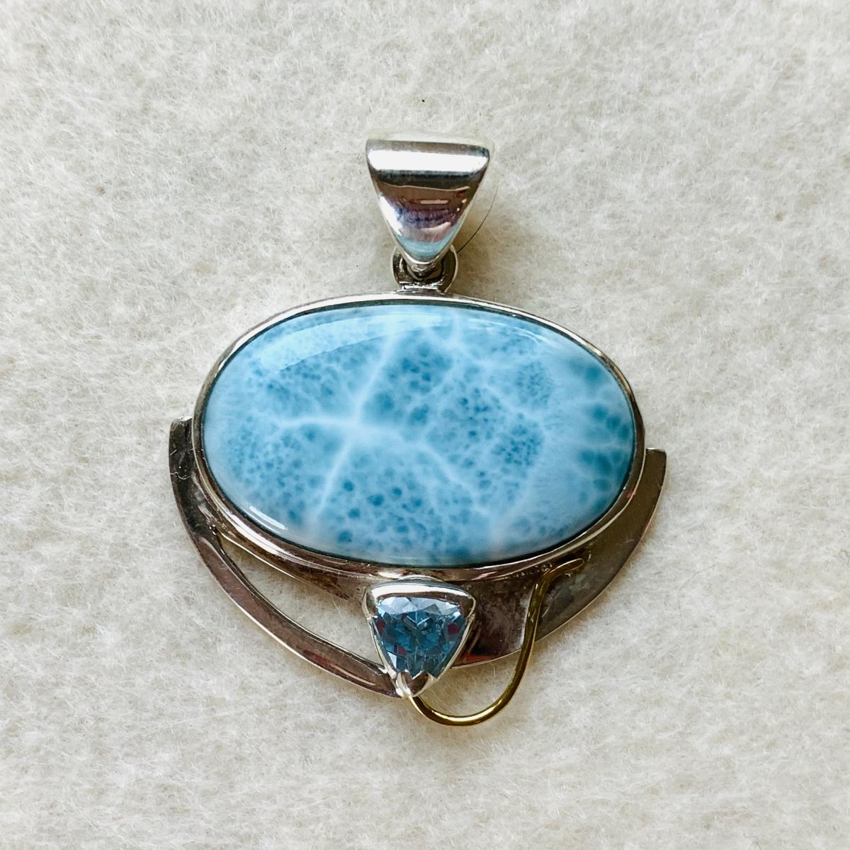 Sold - Larimar and blue Topaz pendant picture