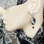 Moonface carved moonstone and Jasper drop earrings