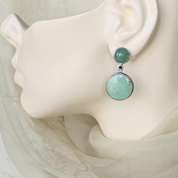 Green Agate and Tourmaline earrings