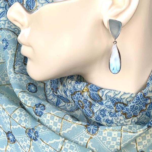 Sold - Aquamarine druzy and Larimar drop earrings