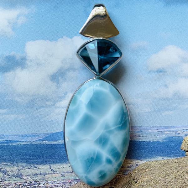 Sold - Larimar and London Blue Topaz pendamt picture