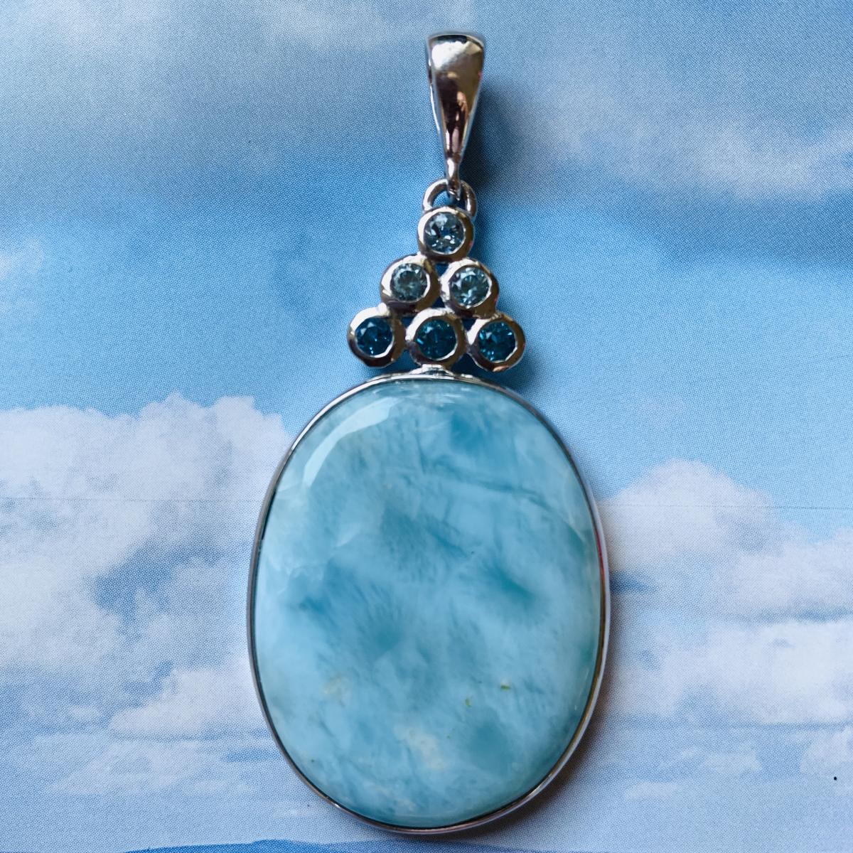 Larimar and Aquamarine/Blue Zircon Pendant picture