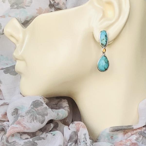 Turquoise and Sunstone drop earrings