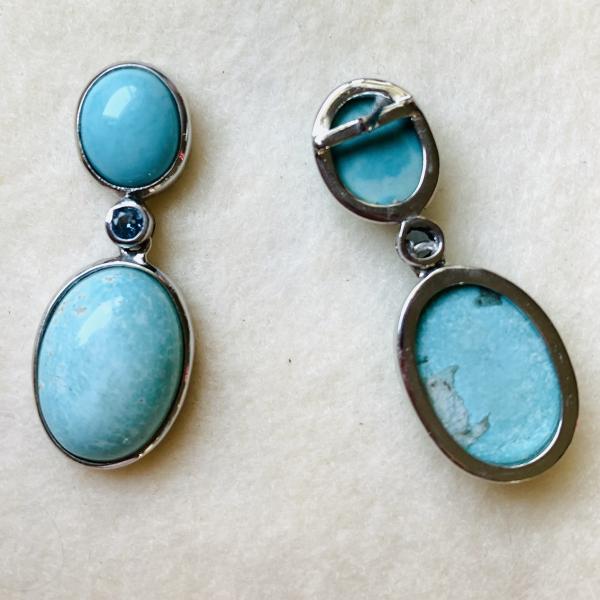 Turquoise and Blue Topaz drop earrings picture