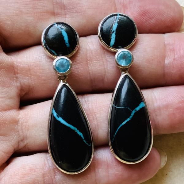 Turquoise and Aquamarine drop earrings picture