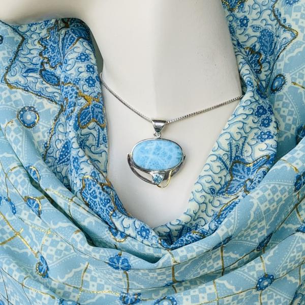 Sold - Larimar and blue Topaz pendant picture