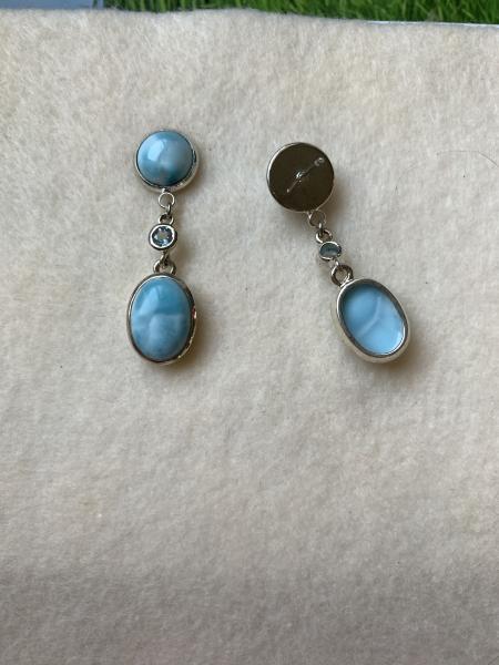 Sold - Larimar and Sky Blue Topaz drop earrings picture