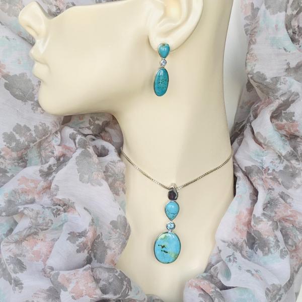 Turquoise and blue Topaz drop earrings picture