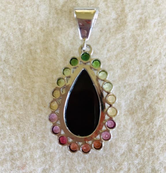 Sold - Black Opal and multi Gemstone pendant picture