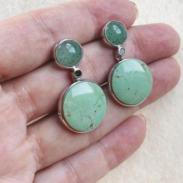 Green Agate and Tourmaline earrings picture