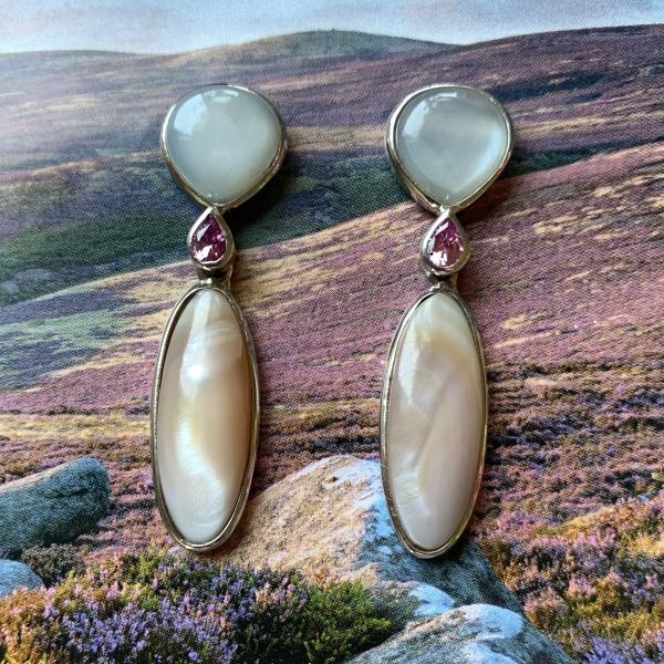 Other of Pearl and pink topaz drop earrings picture