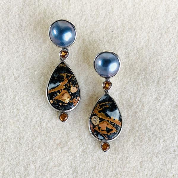 Pearl and jasper earrings sold picture