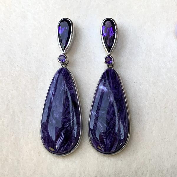 Amethyst and Charoite Earrings picture
