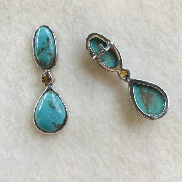 Turquoise and Sunstone drop earrings picture