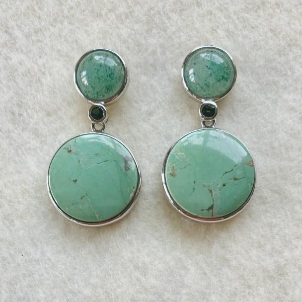 Green Agate and Tourmaline earrings picture