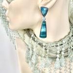 Sold - Blue Opalized Palm and Blue Topaz earrings
