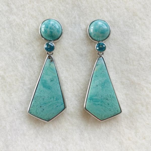 Sold - Larimar, Armenian Turquoise and blue Topaz errings picture