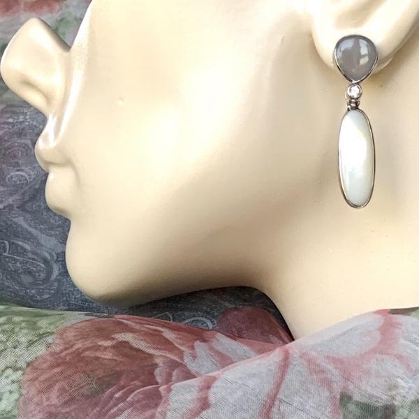 Mother of Pearl and Morganite drop earrings
