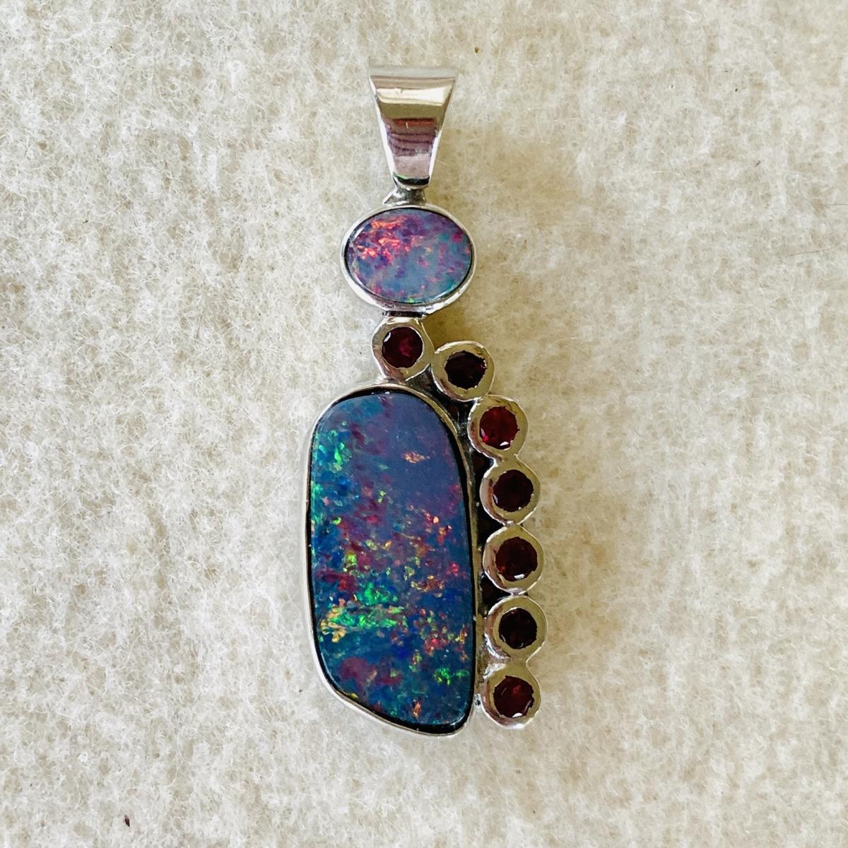 Sold - Opal and Pink Tourmaline freeform pendant picture