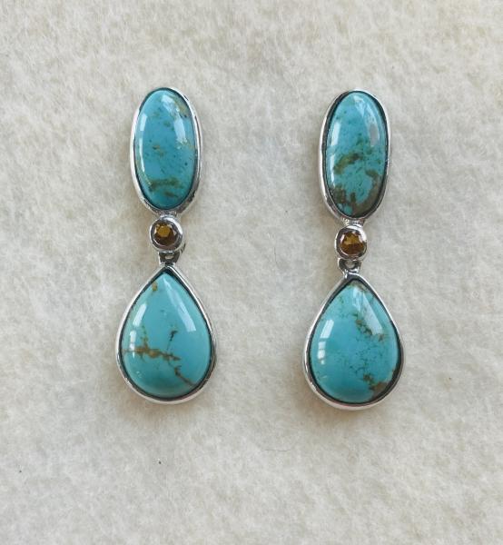 Turquoise and Sunstone drop earrings picture