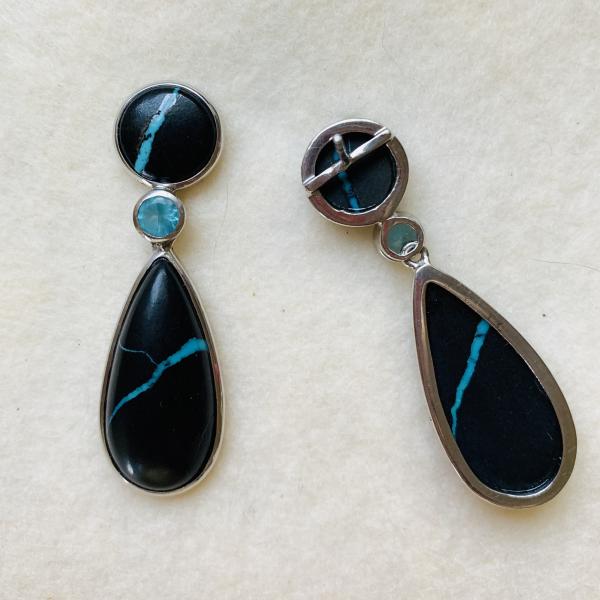 Turquoise and Aquamarine drop earrings picture