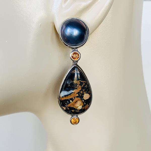 Pearl and jasper earrings sold