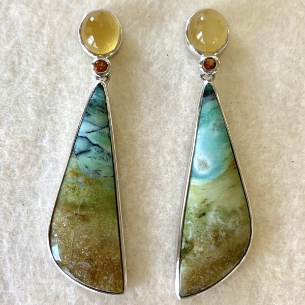 Citrine and Opalized Palm earrings - sold picture
