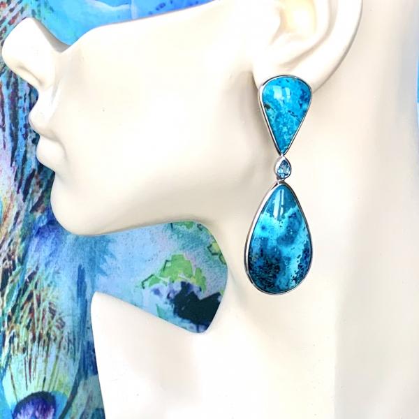 Chrysocolla and London Blue Topaz earrings picture