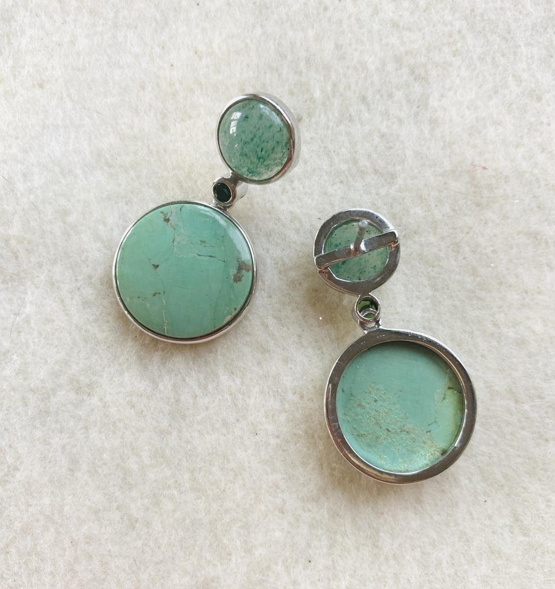 Green Agate and Tourmaline earrings picture