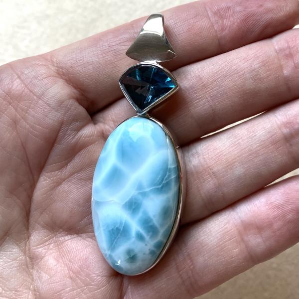 Sold - Larimar and London Blue Topaz pendamt picture