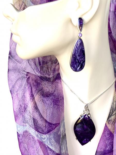 Amethyst and Charoite Earrings picture