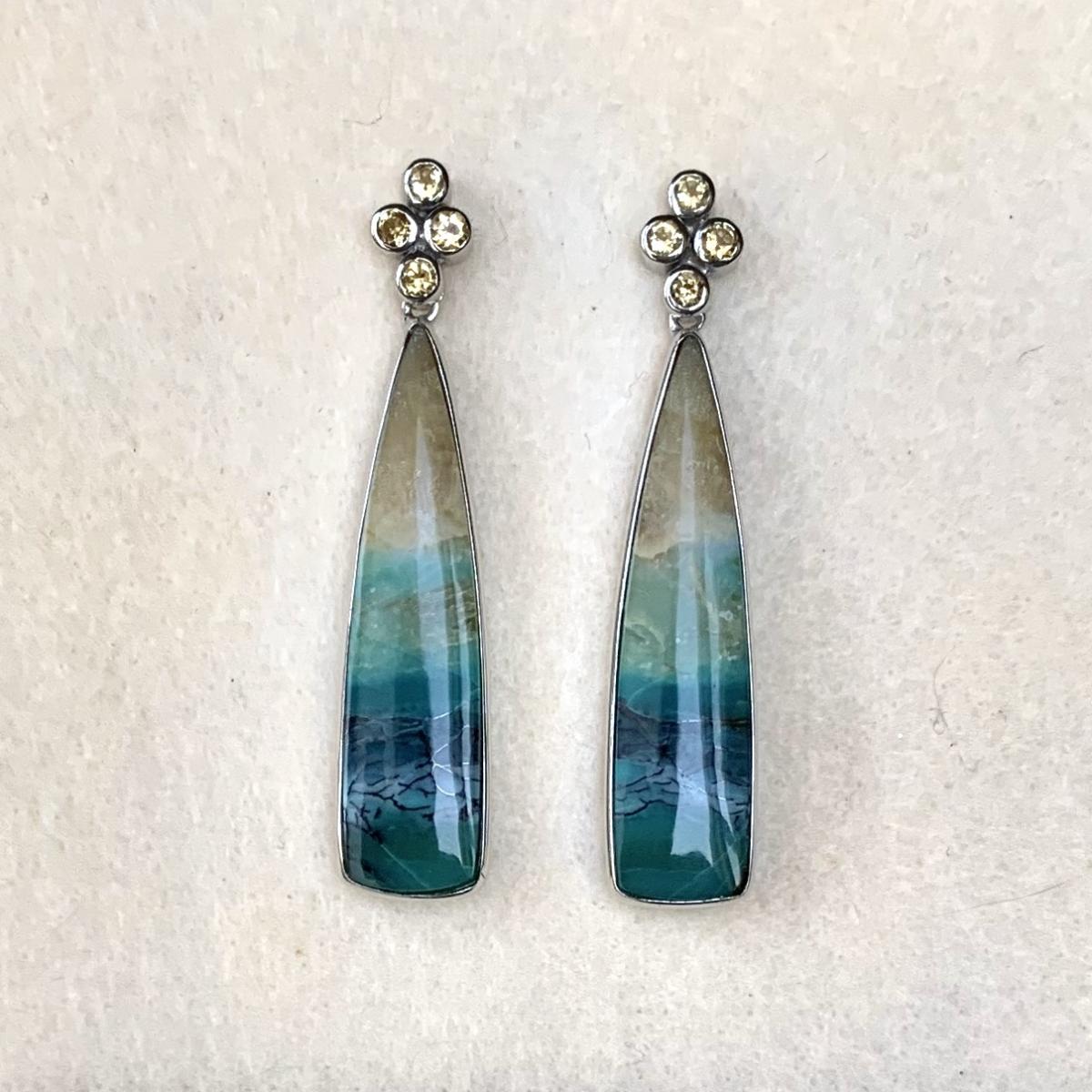 Opalized Palm and Citrine earrings picture