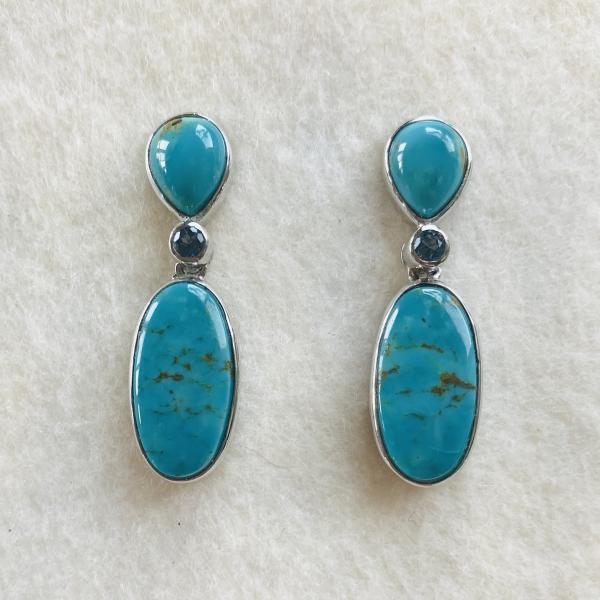 Turquoise and blue Topaz drop earrings picture