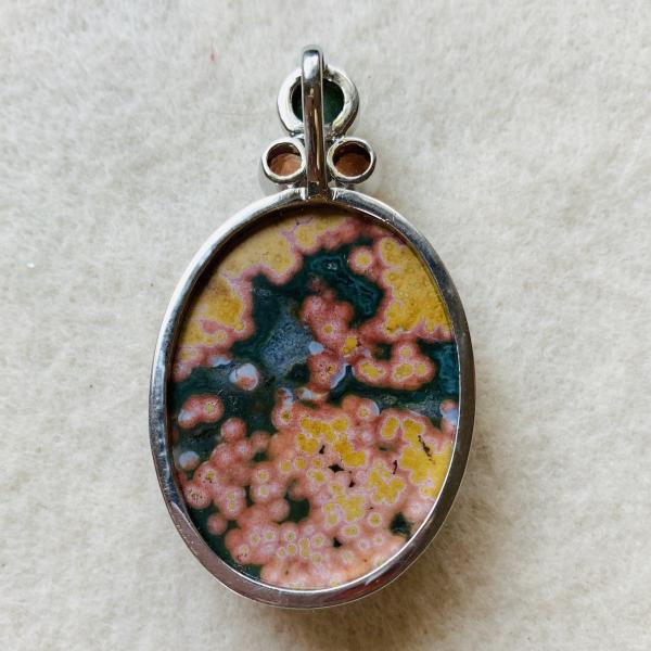 Ocean Jasper, Cats Eye Tourmaline and Sunstone pendant picture