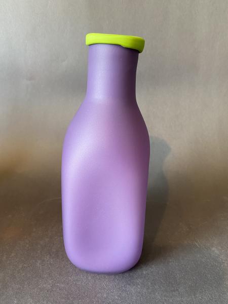 Square Bottle Sandblasted- Purple with Lime Green Lip picture