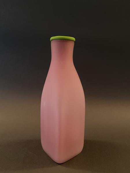 Square Bottle Sandblasted – Raspberry with Lime Green Lip picture