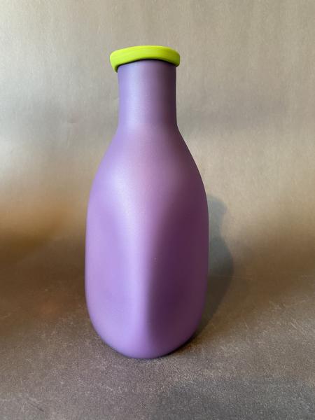 Square Bottle Sandblasted- Purple with Lime Green Lip