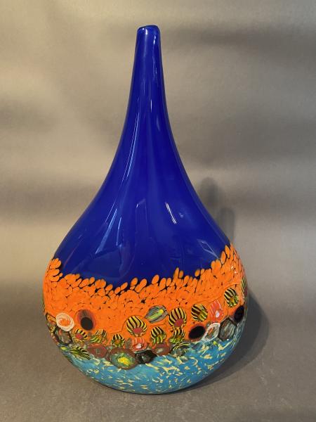 Monet Vessel Series Bottle in Lapis Blue, Orange, Turquoise picture