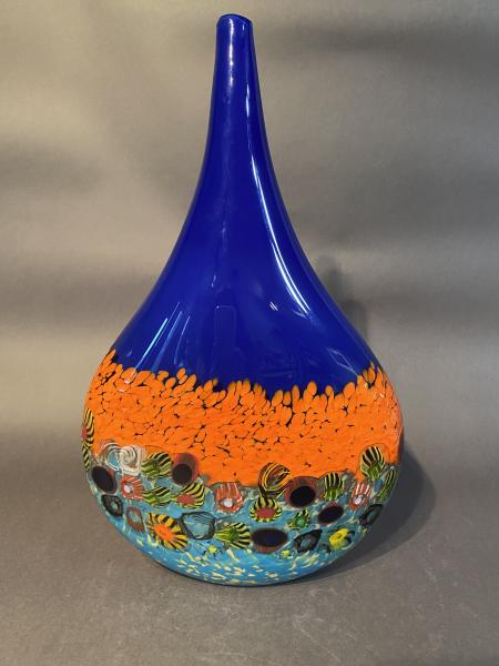 Monet Vessel Series Bottle in Lapis Blue, Orange, Turquoise picture