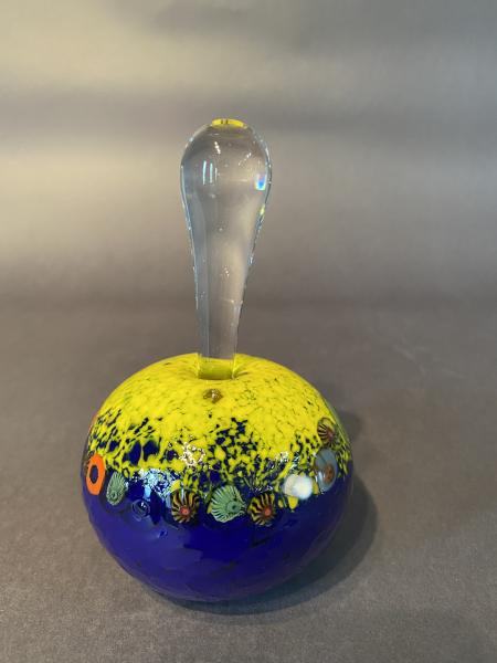 Monet Perfume Bottle Round in Yellow & Cobalt Blue picture