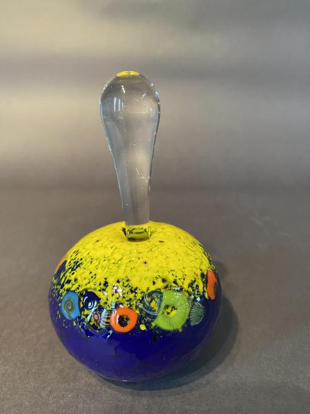 Monet Perfume Bottle Round in Yellow & Cobalt Blue picture