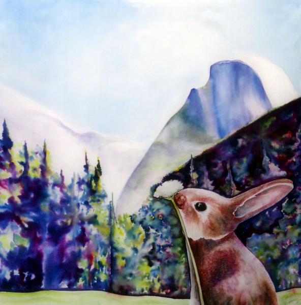 Original Silk Painting, Yosemite Easter