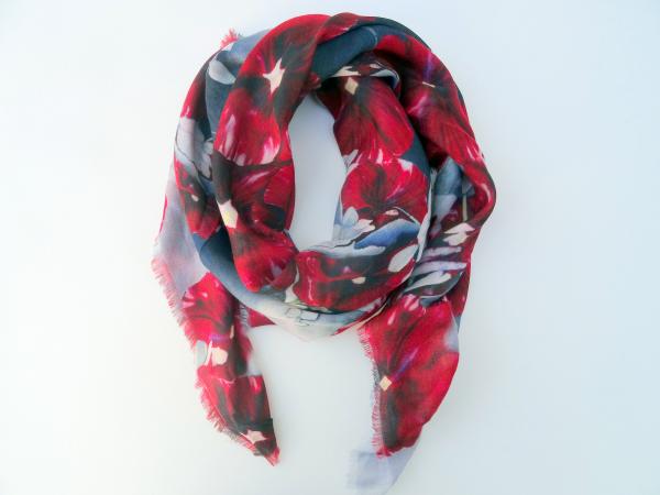 Red & Gray Soft Square Wool Scarf