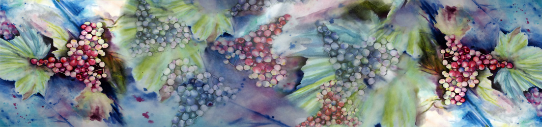 Watercolor Grapes Silk Scarf picture